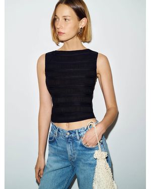 Reformation Dusk Knit Top Sheer Stripe - Blue