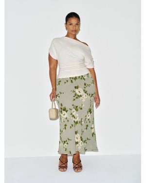 Reformation Layla Skirt Es Greenery Silk - White