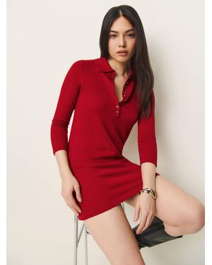 Reformation Luell Regenerative Merino Polo Mini Dress - Red
