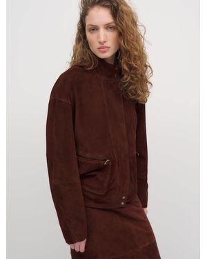 Reformation Veda Harrison Leather Oversized Bomber - Brown