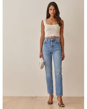 Reformation Cynthia Mushroom High Rise Straight Jeans - Blue