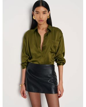 Reformation Eli Oversized Silk Shirt - Green