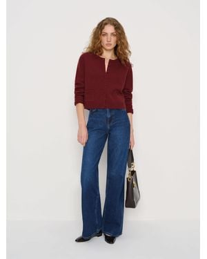Reformation Clara Cashmere Crew Cardigan - Blue