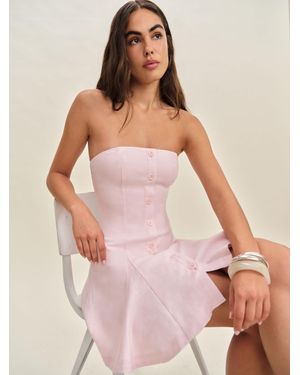 Reformation Derin Linen Dress - Pink