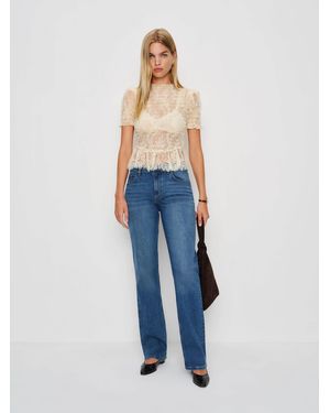 Reformation Elton Mid Rise Super Stretch Straight Jeans Denim - Blue