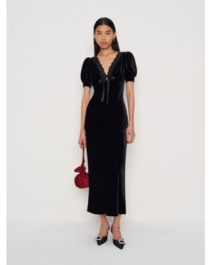 Reformation Camille Velvet Dress - Black