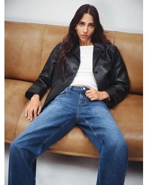 Reformation Charlee Low Rise Straight Leg Jeans Denim - Blue