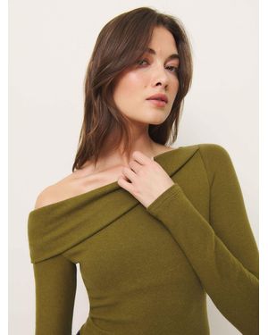 Reformation Off-Shoulder Long Sleeve Knit Top - Green