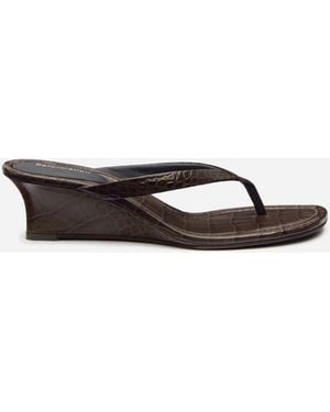 Reformation Amelia Thong Wedge Sandal Croc-Effect 11 - Multicolour