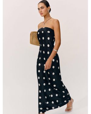 chinese dress ladies Reformation Black and White Micro Polkadot Maxi Dress Size UK 12  Sellier