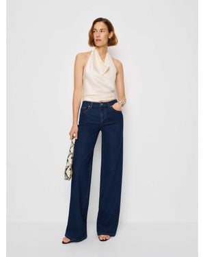 Reformation Greta Super Stretch Low Rise Wide Leg Jeans - Blue