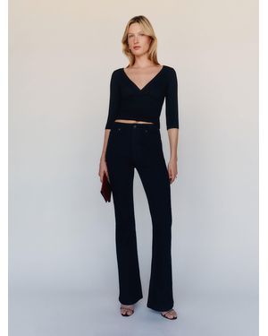 Reformation Taya Super Stretch High Rise Flare Long Jeans - Blue