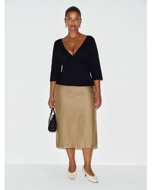 Reformation Helen Low Waist Midi Skirt Es 14 - Natural