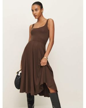 Reformation Rou Midi Fit & Flare Dress in Black | Lyst