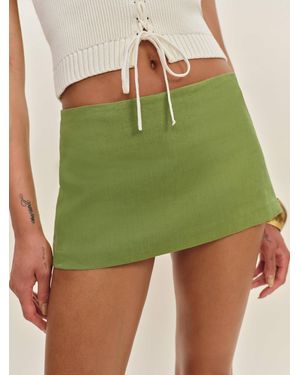 Reformation Mia Low Waist Linen Skort 10 - Green