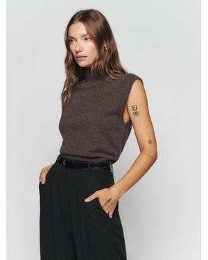 Reformation Arco Cashmere Sleeveless Turtleneck Jumper - Black