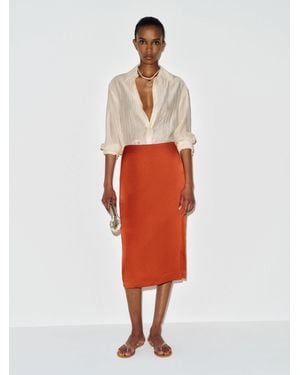 Reformation Helen Low Waist Silk Midi Skirt 0 - White