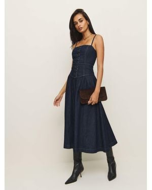 Reformation Pippa Denim Midi Dress in Blue | Lyst