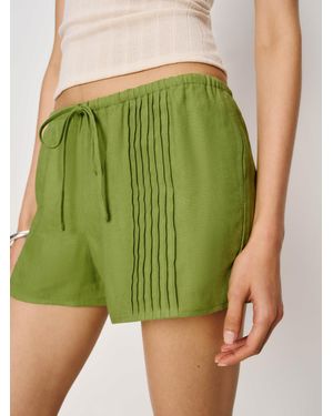 Reformation Hannah Linen Low Rise Short - Green