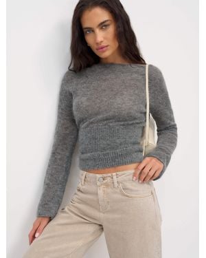 Reformation Soren Sheer Alpaca Sweater Top - Gray