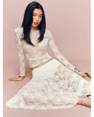 Reformation Adriano Lace Knit Top Lace - Pink