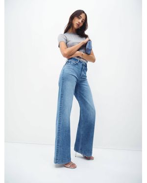 Reformation Bex Super Stretch High Rise Wide Leg Jeans Cotton - Blue