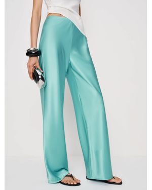 Reformation Gale Satin Mid Rise Bias Pant - Blue