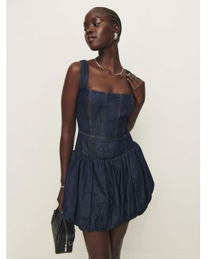 white christmas dresses NEVER TOO MUCH DENIM MINI DRESS – AKIRA main image 0