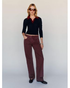 Reformation Charlee Low Rise Straight Leg Jeans Denim - Red