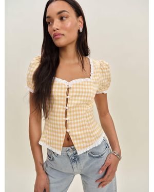 Reformation Rosemary Linen Top - Blue