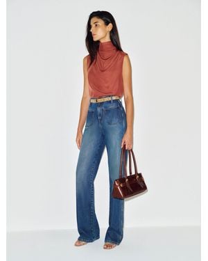 Reformation Bobbi Silk Top 0 - Blue
