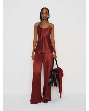 Reformation Celine Low Rise Silk Wide Leg Pant - Red