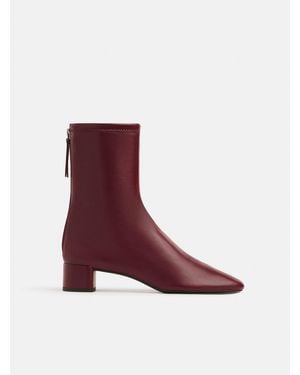 Reformation Aveline Block Heeled Ankle Boot 5 - Red