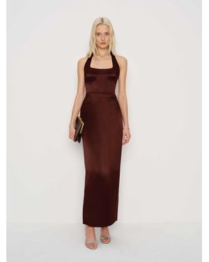 Reformation Ivan Silk Dress - Brown