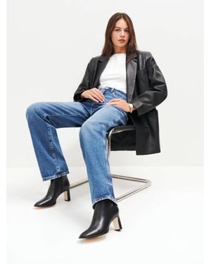 Reformation Gillian Ankle Boot Leather - Blue