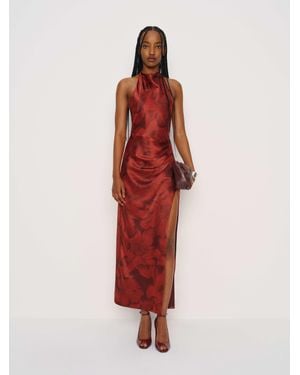Reformation Emeline Silk Dress - Red