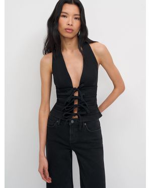 Reformation Kyleigh Denim Halter Top 2 - Black