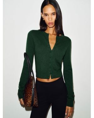 Reformation Caspia Cashmere Cropped Cardigan - Green