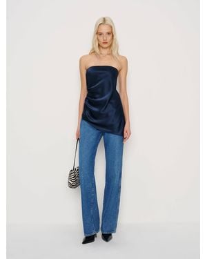 Reformation Quinley Silk Top - Blue