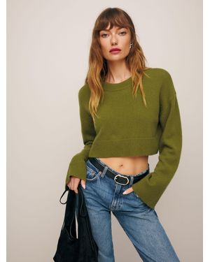 Reformation Paloma Cropped Cashmere Crew - Green