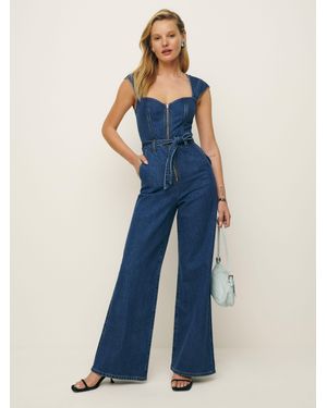 Reformation Calypso Wide Leg Denim Jumpsuit - Blue