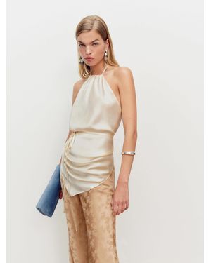 Reformation Una Silk Scarf Top - Natural