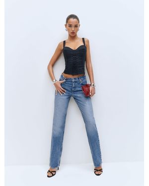Reformation Abby Low Rise Straight Jeans Denim - Blue