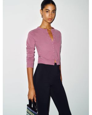 Reformation Caspia Cashmere Cropped Cardigan - Purple