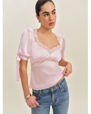 Reformation Dolly Silk Top - Natural