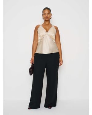 Reformation Monica Silk Top Es - Blue