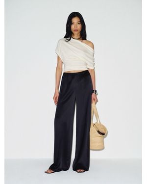 Reformation Celine Low Rise Silk Wide Leg Pant - Black