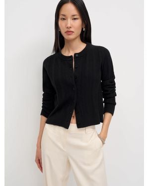 Reformation Hannah Crew Cardigan Wool - Black