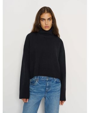 Reformation March Regenerative Wool Cropped Turtleneck - Blue