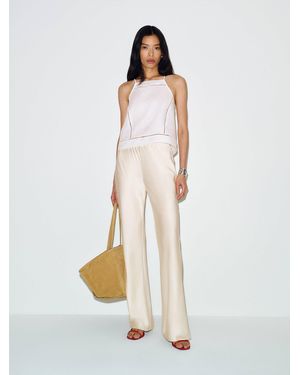 Reformation Gale Satin Mid Rise Bias Pant - Natural